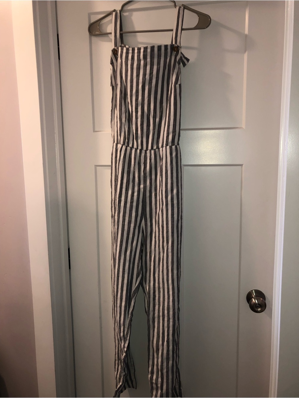 ROXY Striped Grey and White Jumpsuit Romper